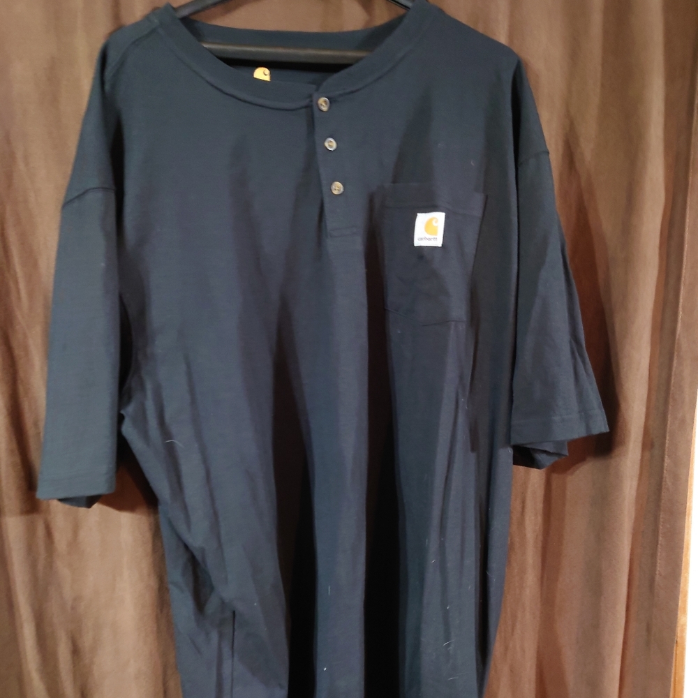 Carhart Shirt Mens 3XL Black Button Up Short Sleeve Pocket Casual Top